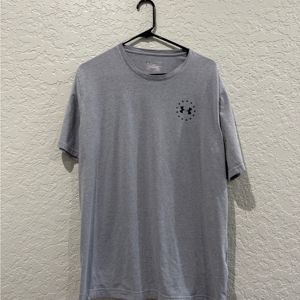 Under Armour Gray Men's Short Sleeve Tee Freedom Logo Large Flag